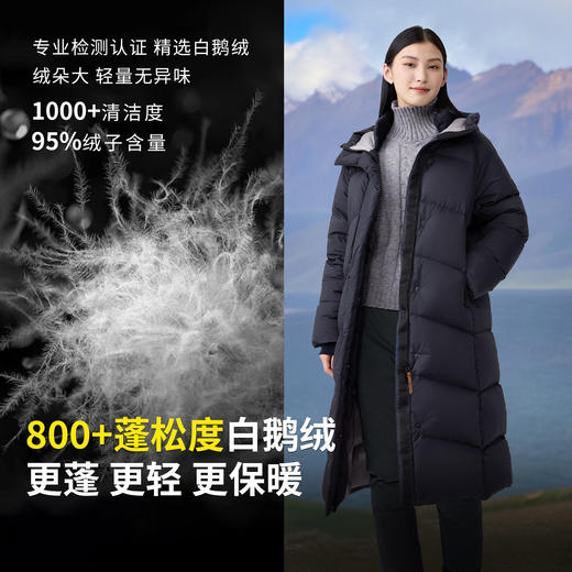 君羽800蓬鹅绒服女长款过膝冬新款加厚防风超长羽绒服外套I52296羽绒大衣 商品图3