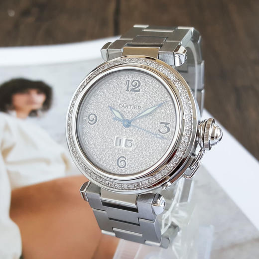 【95新】CARTIER 卡地亚W31044M7自动机械机芯日期显示35MM（女款）帕莎系列精钢/后镶钻石表圈 241225TJ21 商品图1