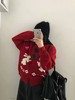F011262甜美学院感红色兔子牛角扣针织开衫 商品缩略图4