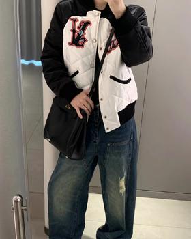 F011216新款拼色棒球服王嘉尔同款小棉服秋冬款