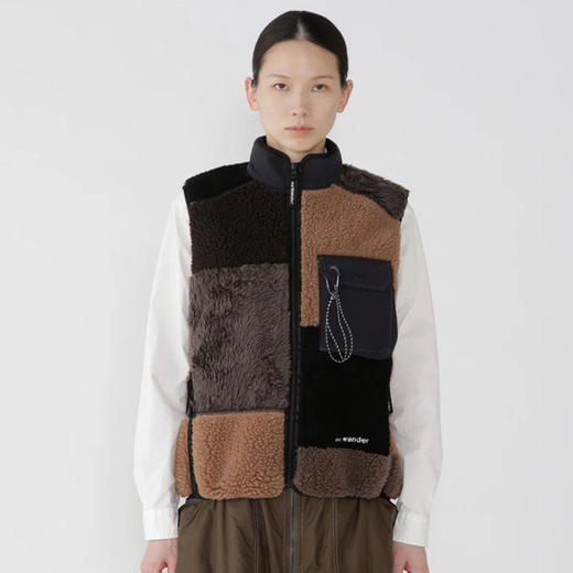 and wander Mix boa vest 男女中性拼接抓绒马甲 商品图0