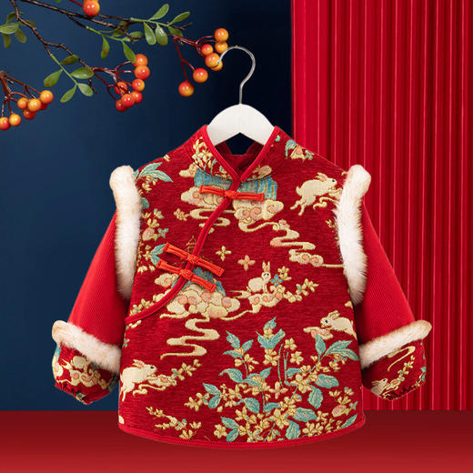 宝宝罩衣儿童新年拜年服秋冬外穿围裙宝宝防水防脏饭兜婴儿反穿衣 商品图2