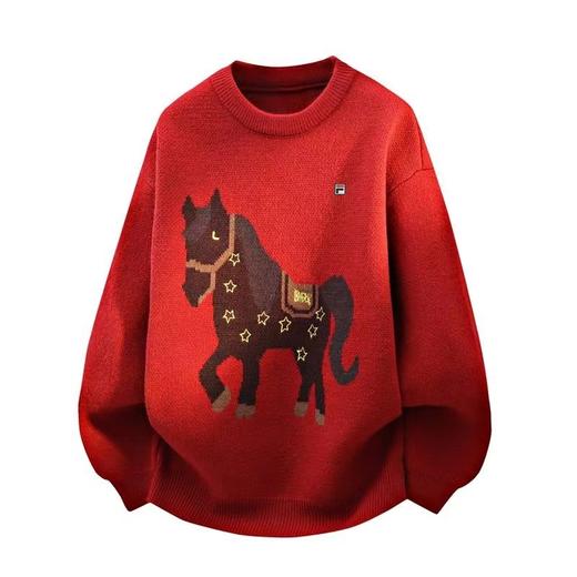 F011234马到成功一马当先2026生肖马品质秋冬圆领提花潮流毛衣 商品图0