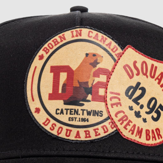 DSQUARED2 男士徽标贴片棉质棒球帽 黑色 BCM0929 05C00001 2124 商品图2