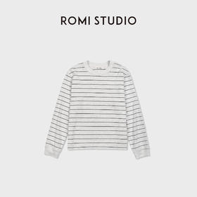 ROMI STUDIO“简约百搭”纯棉亲肤条纹撞色圆领长袖T恤 RWCSS87346