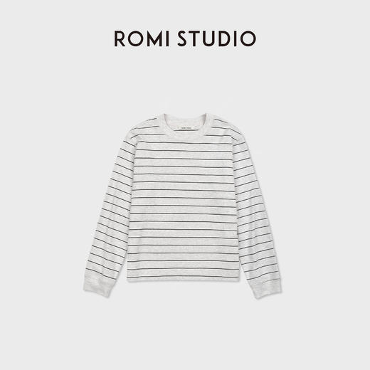 ROMI STUDIO“简约百搭”纯棉亲肤条纹撞色圆领长袖T恤 RWCSS87346 商品图0