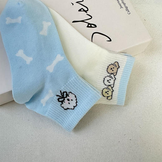 基础-简约蓝色小狗短筒袜女袜-纪念日百货门店同款168495107 商品图3