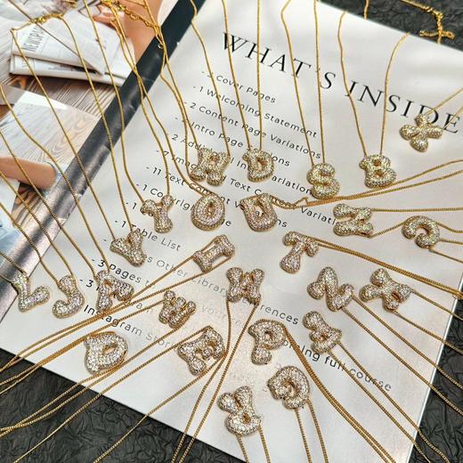 原价 299！特价 119！ ins爆火🔥海莉风！满钻字母泡泡项链.精致又百搭✨火爆欧美圈的“小心机”每一枚字母都是佩戴者个性的印记感💎 商品图2