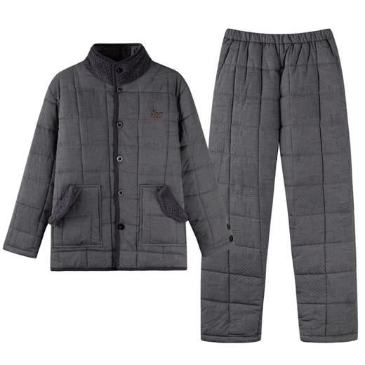 雀说 三层加厚羽绒夹棉袄睡衣男士冬季加绒家居服 商品图4