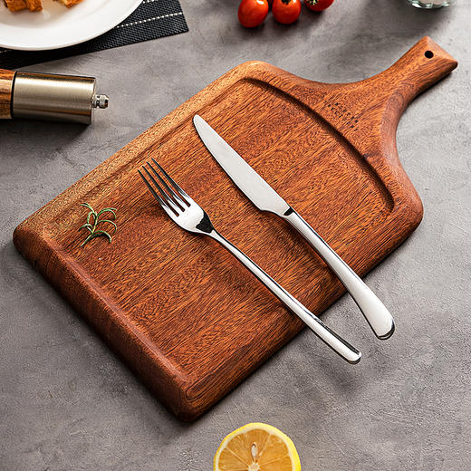摩登主妇牛排餐盘刀叉三件套牛排盘子西餐盘家用餐具乌檀木质托盘 商品图2