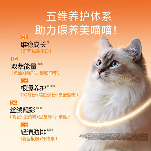 【春日焕新补贴】【虾油爆爆鲜肉猫粮】宽福 35天助美毛长肉  60%鲜肉含量 鱼油 磷虾油 鸡蛋 黑芝麻 蛋黄粉 卵磷脂 天然食补助力美毛 三重益生元 助力呵护肠道健康 商品图3