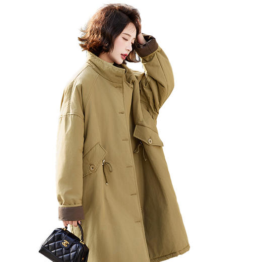 丁摩 中长款休闲立领加厚棉衣过膝棉服LF24191 商品图4