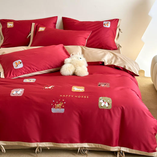 【品牌直发】加倍生活 100支全棉四件套/三件套-小马奔腾系列 5色可选 马年限定系列 春节焕新季 商品图2