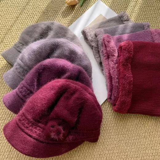 【妃奴&骏风狼】高端御寒系列兔毛保暖针织帽+男士防寒护耳鸭舌帽，多部位保暖，一件搞定！爸妈出门保暖又省事 商品图1