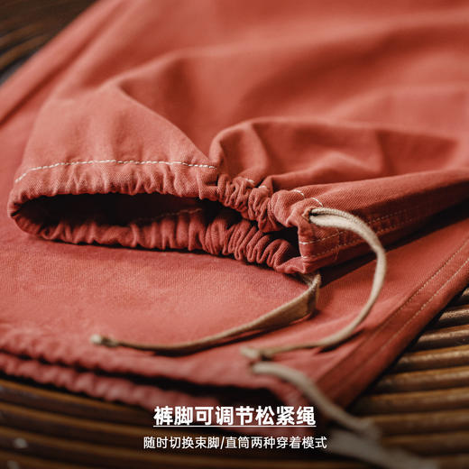 马登工装美式复古多口袋明线工装裤砖红色直筒阔腿束脚休闲裤男春 商品图3