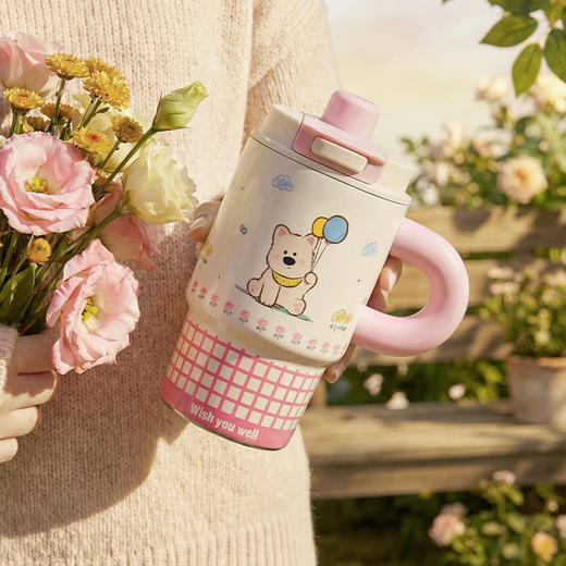 摩登主妇冰霸保温杯女高颜值2026新款水杯大容量吸管杯不锈钢杯子 商品图0