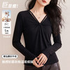 「自j」全新升级【铂金会员128/天猫169/差价41】(03542)洛诗琳新款小别致挂脖扭结V领长袖T恤2026春季正肩显瘦上衣 商品缩略图0