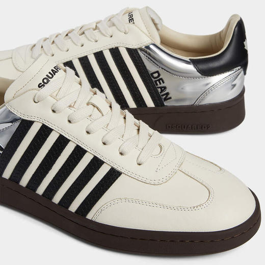 DSQUARED2 男士 Boxer系列 枫叶徽标休闲运动鞋 白色+黑色 SNM0442 01501451 M4133 商品图3