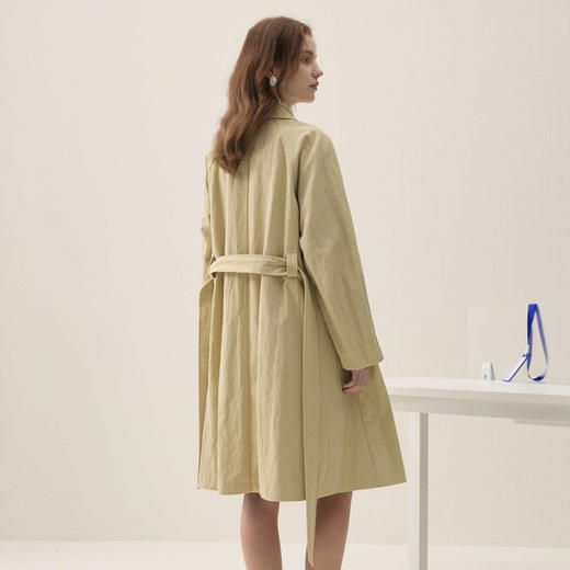 谜底廓形风衣长袖2026年春季新品质感钉珠简约长外套女261ME0217 商品图3