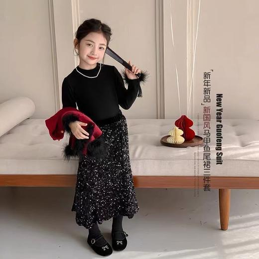 【匠心面料亲肤自然❗️挺括有型舒适柔软】2026新年春节过年服女童新款冬装新中式红色新年衣服公主裙套装儿童拜年服。jc 商品图3