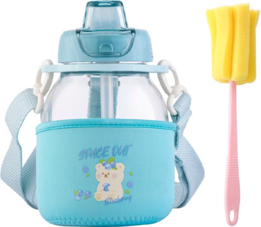 LLG955BLUBR 乐扣乐扣Lock&Lock 【配杯刷】大容量可背可提啵玻桶耐热玻璃吸管杯外出便携玻璃杯 商品图0