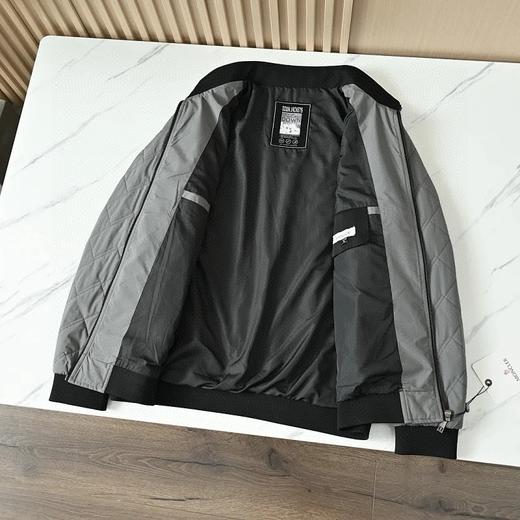 蒙口2026春秋新款桑蚕丝轻薄立领男士菱形格棉服外套 商品图4