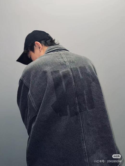 F011274五条杠大Logo宽松水洗做旧工装牛仔外套 商品图5