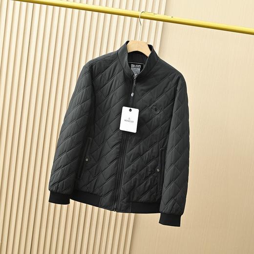 蒙口2026春秋新款桑蚕丝轻薄立领男士菱形格棉服外套 商品图2