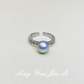 S925珍珠戒指（海水真多麻）；8-9mm