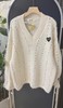 F011268甜美设计感V领喇叭袖亮丝针织衫毛衣 商品缩略图1