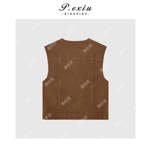 04-3潘依绣丁丁宠粉韩系简约圆领马甲短外套Q1724 商品图1