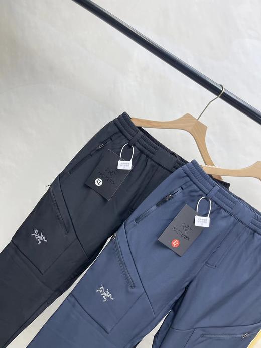 F011254户外软壳防风抓绒重工刺绣银色Logo松紧长裤 商品图4