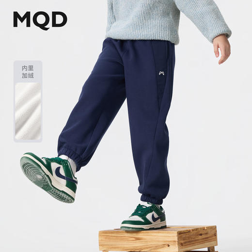 【MQD】【加绒】男童25冬新款街潮学院运动裤亲肤保暖女童卫裤 商品图0