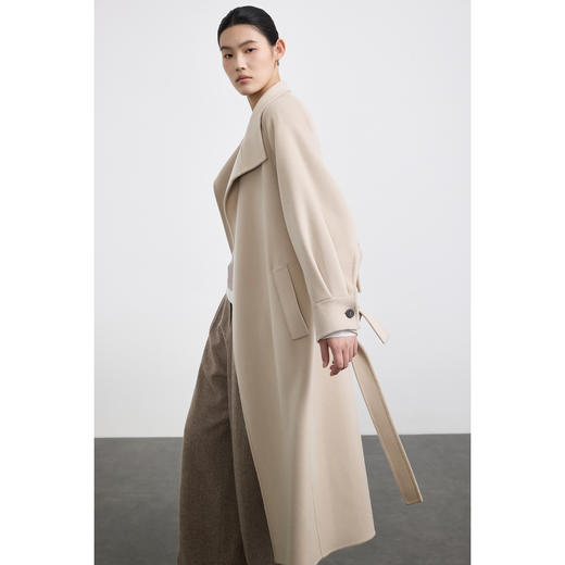 商场同款PURE TOUCH女装25秋冬羊绒毛呢大衣立领系带中长款外套 商品图9