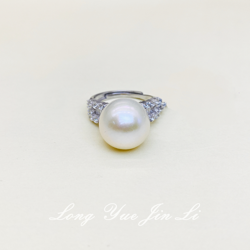 S925珍珠戒指（淡水）；12-13mm