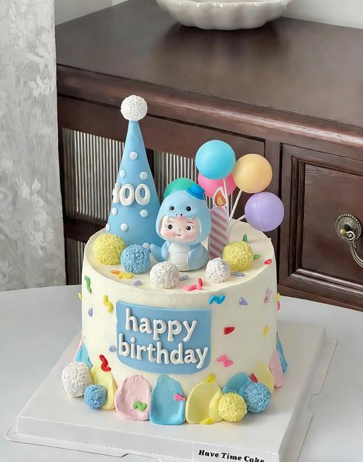 【臻品系列】---半翻糖【蛇宝宝翻糖帽子款】蛋糕 商品图0