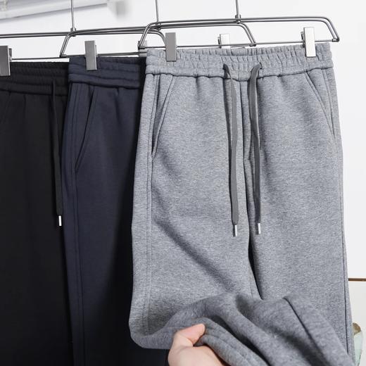 F011202加绒加厚冬季保暖简约基础百搭男士纯色休闲时尚卫裤长裤 商品图2