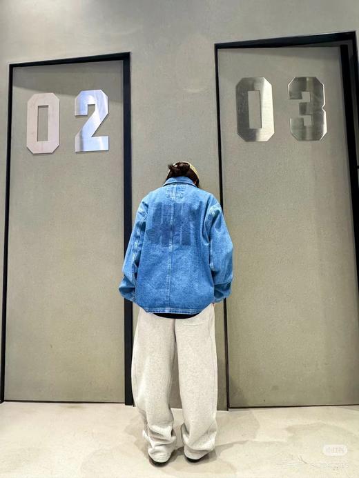 F011274五条杠大Logo宽松水洗做旧工装牛仔外套 商品图10