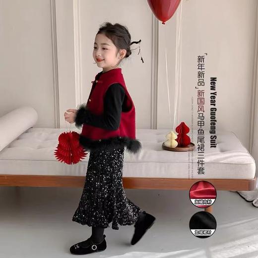 【匠心面料亲肤自然❗️挺括有型舒适柔软】2026新年春节过年服女童新款冬装新中式红色新年衣服公主裙套装儿童拜年服。jc 商品图0