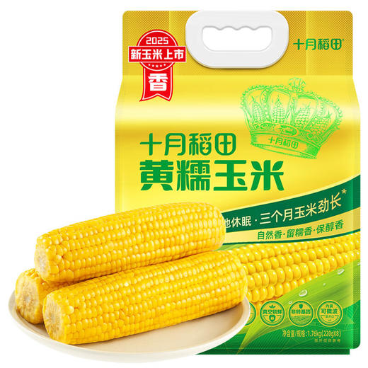 【金皇会员49金币专享】十月稻田 黄甜糯玉米 8根 3.52斤 真空包装 东北粘玉米棒 低脂早餐 商品图0
