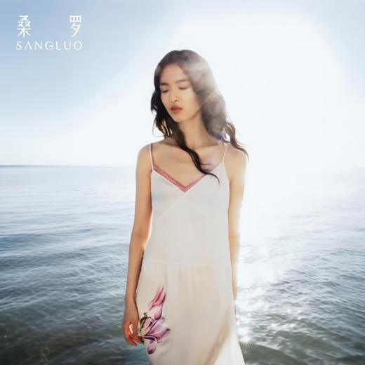 东方鸢尾』桑罗假两件V领吊带裙桑蚕丝女睡裙可外穿 商品图3