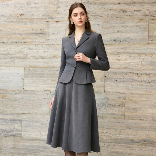 IWY/高级感翻领灰色西装套裙女修身收腰职业装商务通勤正装25CS869 商品图0