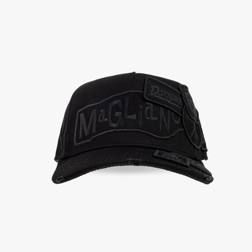 DSQUARED2 男士 MAGLIANO联名 徽标贴片棉质棒球帽 黑色 BCM0948 05C00001 2124 商品图0