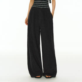 Ariseism 美式复古垂坠感抽绳高腰阔腿休闲裤女冬季新款长裤子