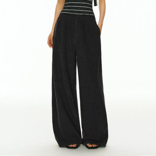 Ariseism 美式复古垂坠感抽绳高腰阔腿休闲裤女冬季新款长裤子 商品图0