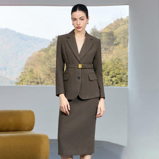 IWY/卡其绿西装套裙女气质通勤职业装高级感秋冬羊毛正装工作服25CS899 商品图4