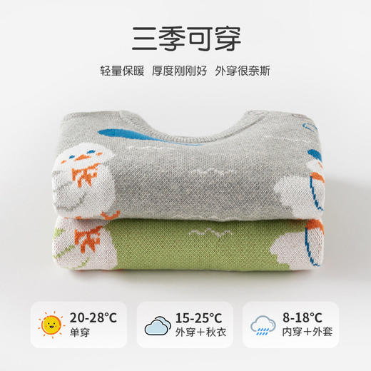 快乐鸭鸭加厚纯棉针织男童毛衣A类秋冬儿童外套上衣保暖婴儿毛衣 商品图2