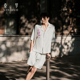 东方鸢尾』桑罗休闲短袖睡衣套装桑蚕丝男士家居服可外穿