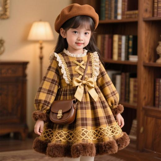 【优质亲肤面料❗️精致时尚可爱】女童2025秋冬新款洛丽塔连衣裙宝宝洋气时髦生日礼服小女孩公主裙。jc 商品图0