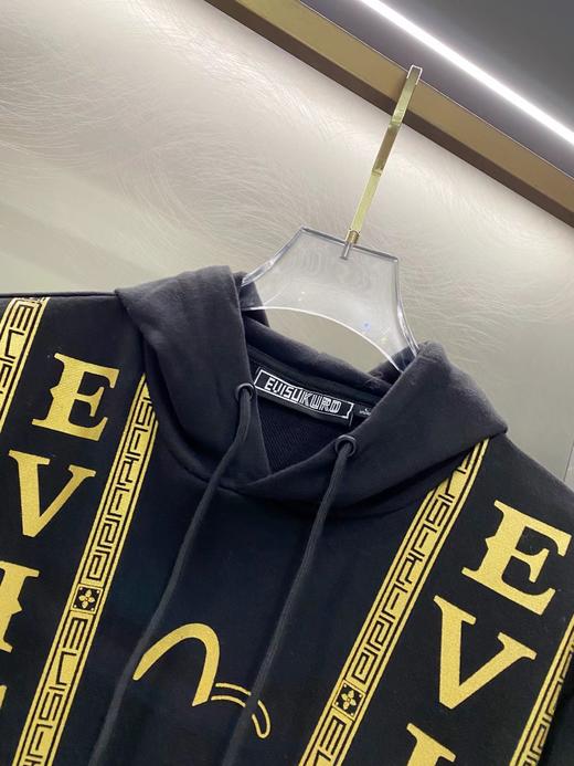 F011220高克重纯棉2025年冬新品烫金印花连帽套头卫衣 商品图3